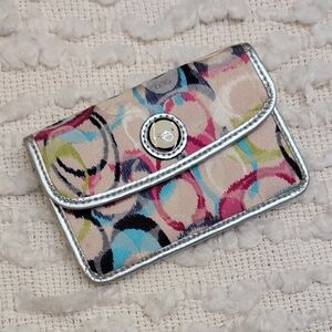 Coach Poppy Ikat Flap Front Card ID Holder Coin Purse Wallet Women's Y2K 2000s
